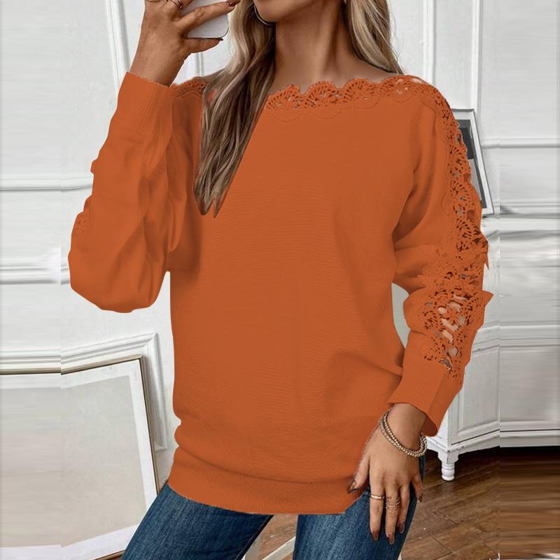 

ZANZEA Женские кружевные вязаные джемперы с длинным рукавом 3XL оранжевый