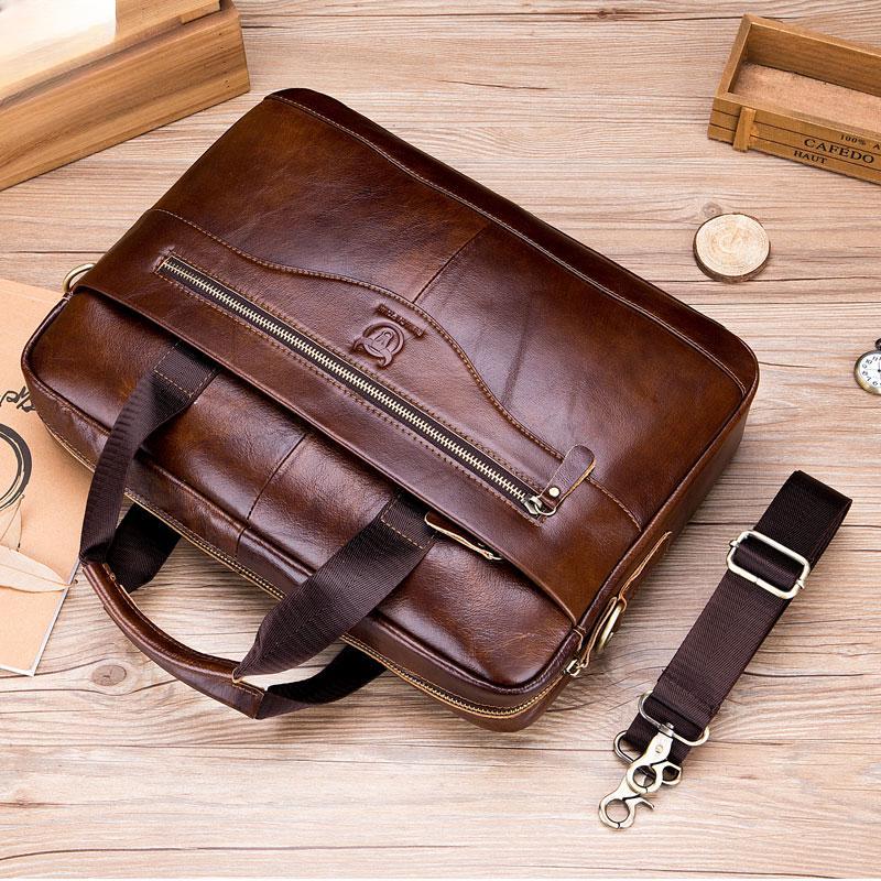 Documents Bag Genuine Leather Men's Briefcase Vintage Business Computer Bag Messenger Bags MIT
