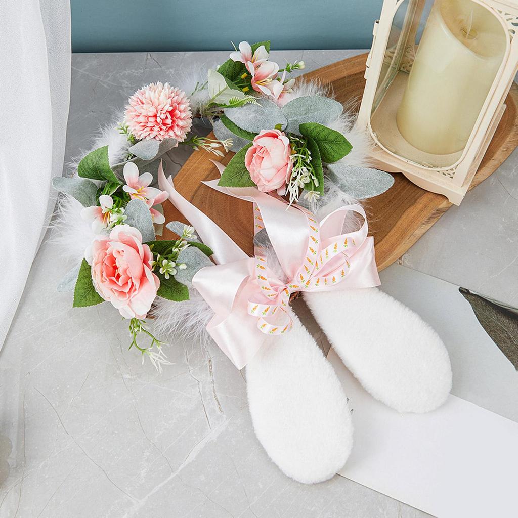 Easter Wreaths For Front Door Seasonal Artificial Spring Decor Bunny Ear Wreath Outdoor Decorations For Bedroom Party Birthday