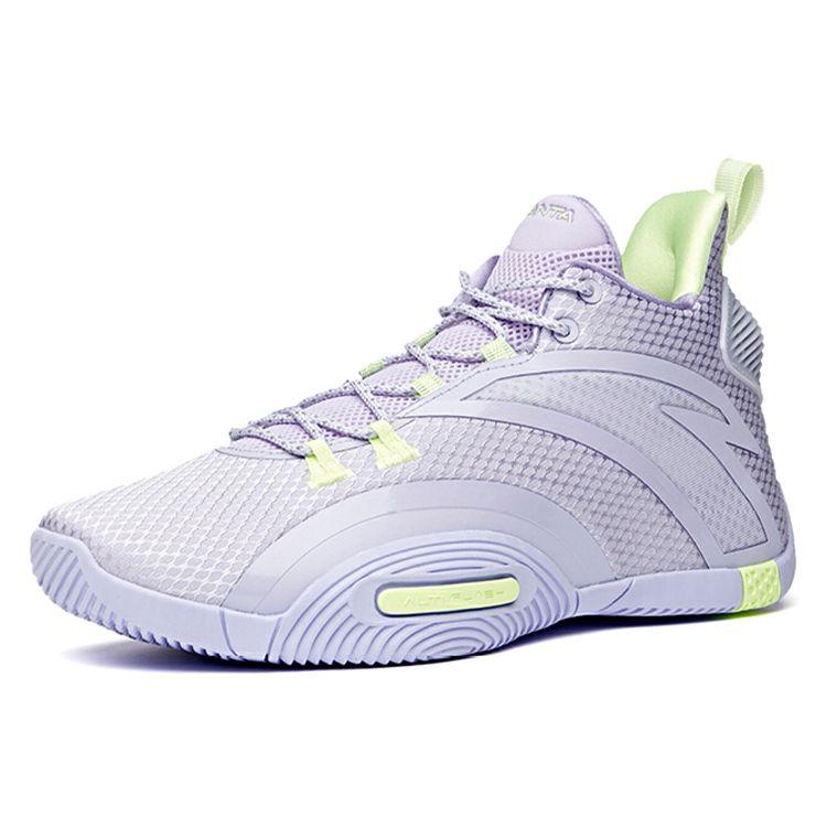 Anta UFO 3 Zapatillas de Baloncesto Duraderas de Caña Baja para Hombre Zapatillas Morado Verde 112111602-5