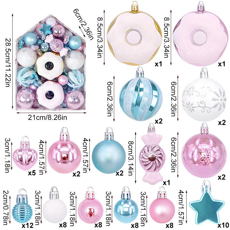 Set di 72 Palline di Natale Irregolari Verniciate ed Elettroplaccate per Decorazioni sull'Albero