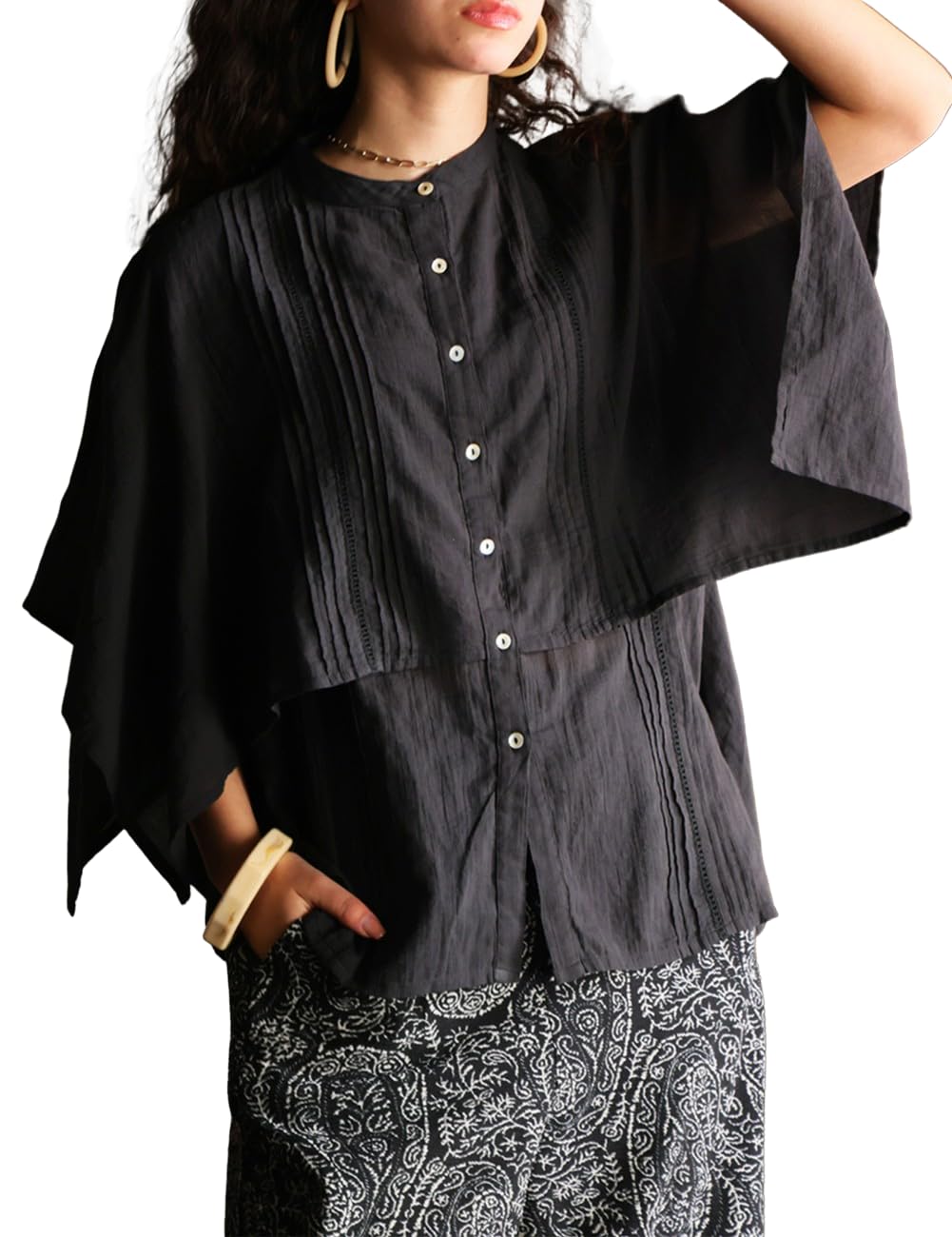 

antiqua Индийский Хлопок Прозрачная Обычный Размер Женская 100% Рубашка, (S-L), 05, Черный, IYA-00011