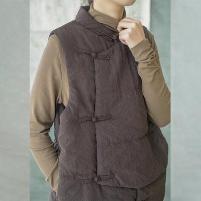 Autumn Winter New Cotton Vest Women's Stand Collar Quilted Ethnic Style Handmade Buckle Retro Jacket