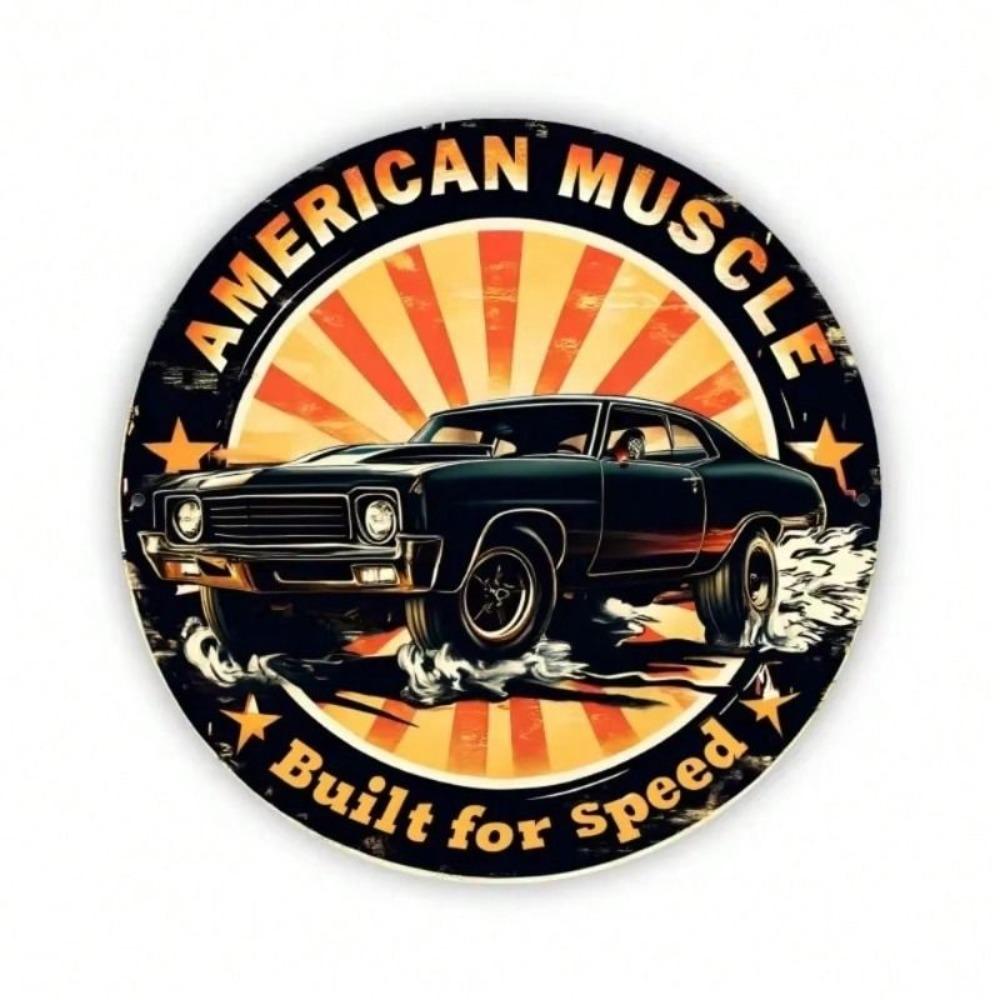 Metal Poster Wall Art Muscle Car Classic Black Dynamic Garage Decor