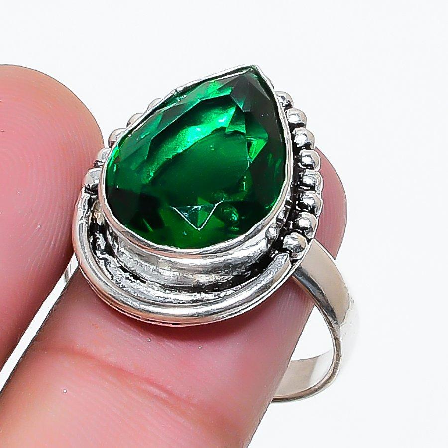 Natürlicher Diopsid Edelstein Handgefertigter 925er Sterling Silber Schmuck Ringgröße 9 AR-17958