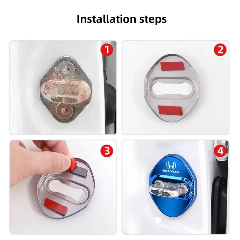 4PCS Car Door Lock Cover Stainless Steel Protection Accessories for Honda CR-V STEPWGN Civic Accord City Envix ODYSSEY VEZEL Fit