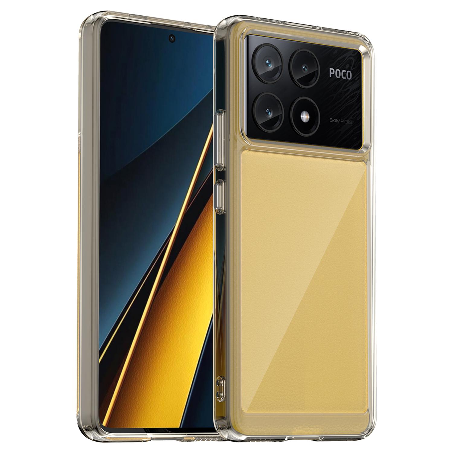 

For Xiaomi Poco X6 Pro 5G/Redmi K70E 5G Case TPU Frame Clear Acrylic Back Cover Transparent Grey