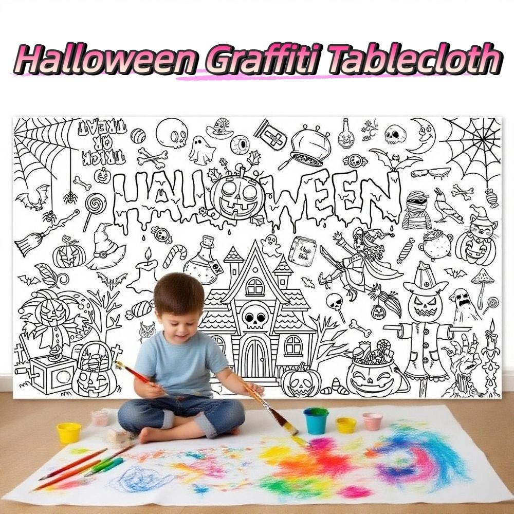 Kreslený Halloweenský Graffiti Ubrus Kreativní Velké Omalovánky Strašidelný Dům