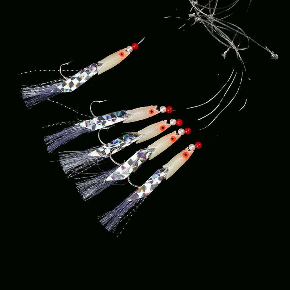 5pcs Outdoor Carbon Steel Barb Durable Head  Treble Bait Fishing Tackle Luminous Fishing Hook