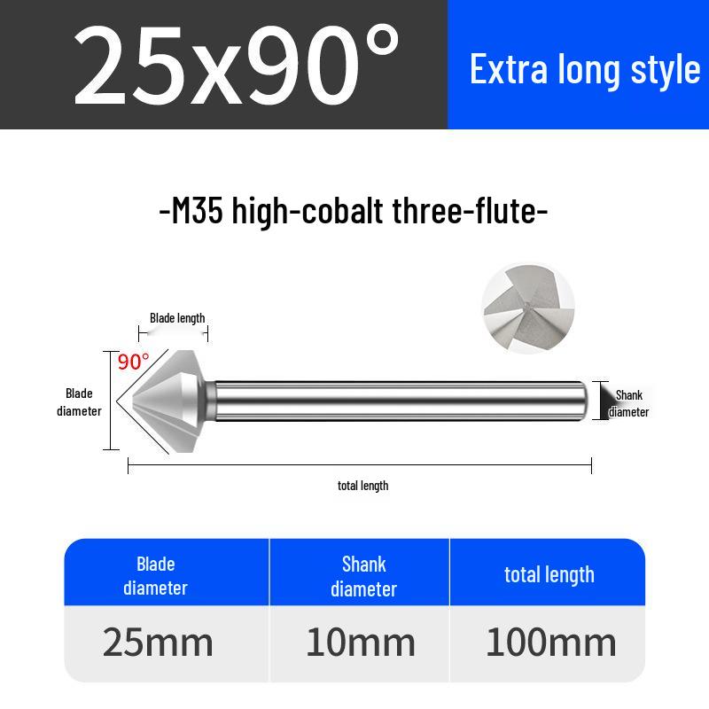Cobalt Titanium-Plated Chamfering Drill for Stainless Steel - Single/Triple-Edge Countersink & Deburring Tool.