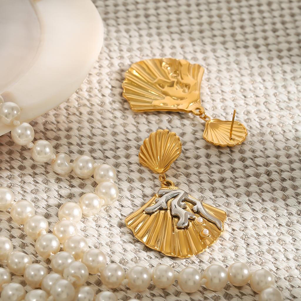 Fashion Stainless Steel Ocean Scenery Coral Shell Pendant Earrings High Quality Summer Fashion Jewellery Gift