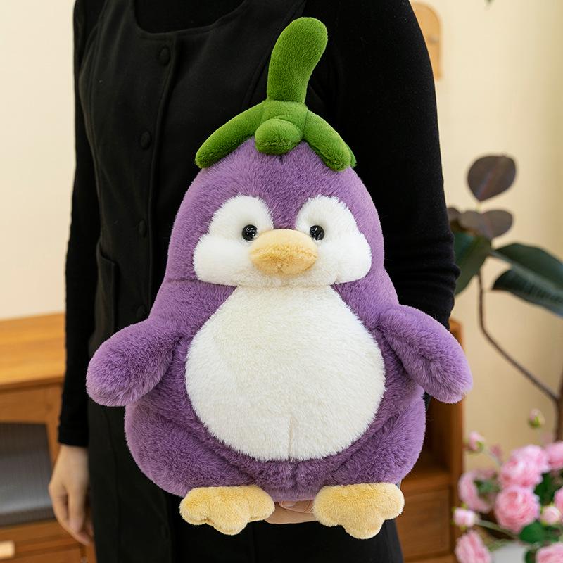 Transformable Penguin Eggplant Plush Toy - Cute Gift for Girls