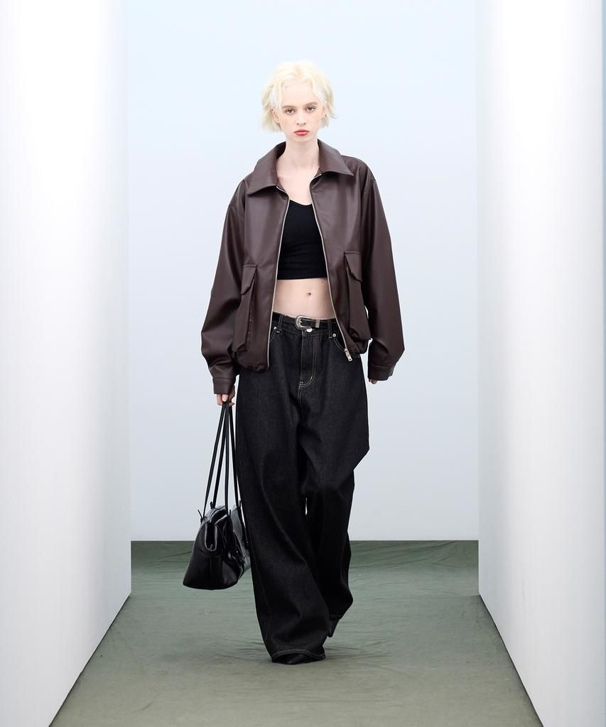 Ironyporno Whiteline 86-Iro086 [Renewal] Cruelty-Free Single Collared Leather Jacket Brown