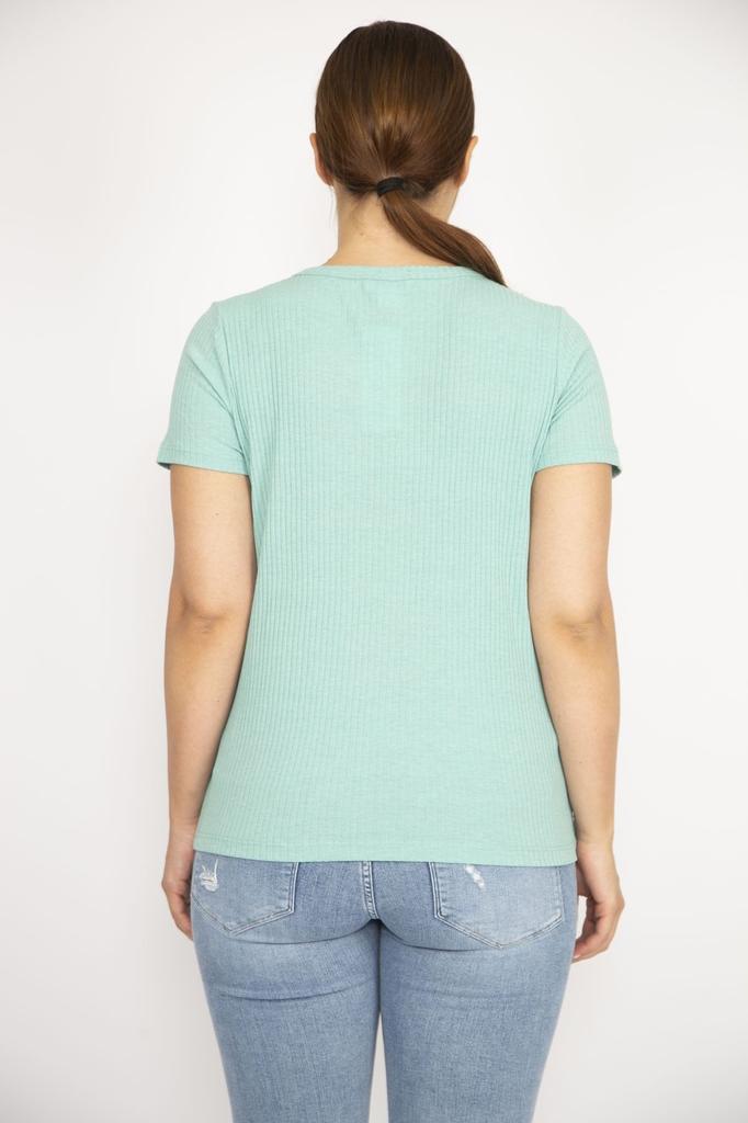 Damska Bluzka Duży Rozmiar Zielona Dekolt V Zapinana na Guziki Z Przodu Kamizelka Materiał Krótki Rękaw Bluzka