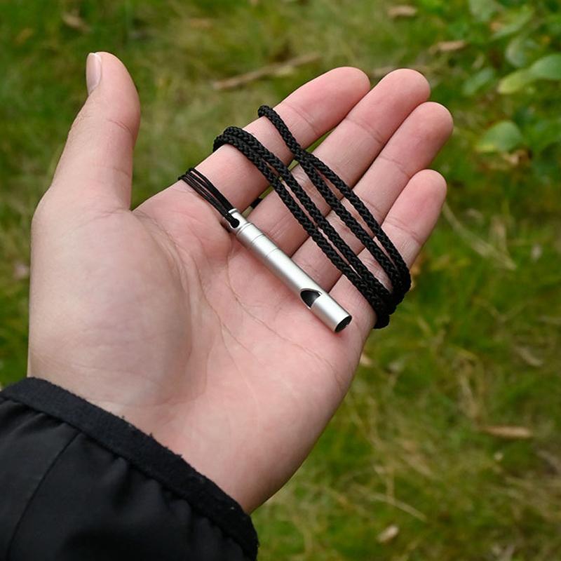 Titanium Alloy Emergency Whistle With Cord Outdoor Survival Safety Whistle Camping Hiking Trip Exploring Whistle