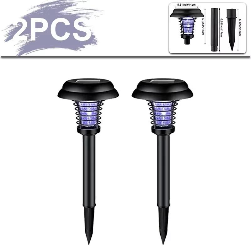 1–8PCS Solar Bug Zapper Lamp Waterproof Mosquito Killer with 2 Light Modes and Safety Net for Outdoor Lawn Garden Yard Insect Repellent