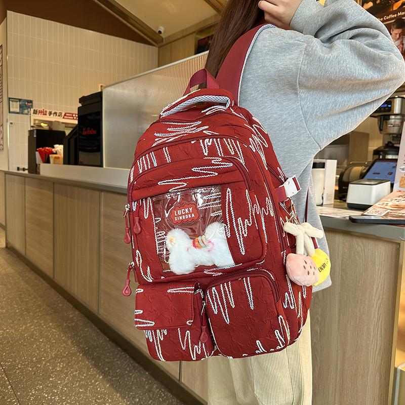 Junior High School Student Schoolbag Women's Colorful Embroidery Backpack Large Capacity Student Backpack