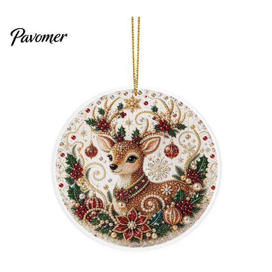 Office Holiday Decorations Christmas Acrylic Hanging Ornament, 2D Flat Double Side Printed Ornaments Santa Snowman Pendant for Tree Window,