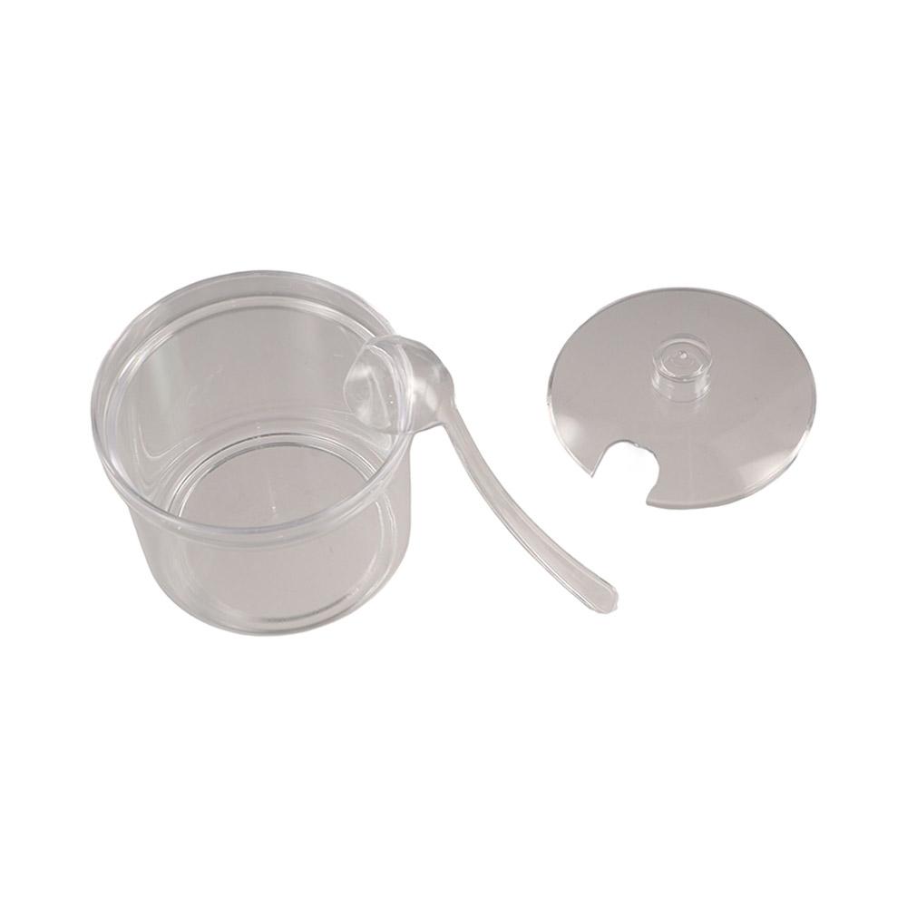 With Spoon and Lid Acrylic Sugar Bowl Transparent Visible Seasoning Jar Anti-fall Condiment Container Restaurant