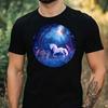 T-Shirt Men Unicorn In the Forest Motif Cotton Size XS To 5XL