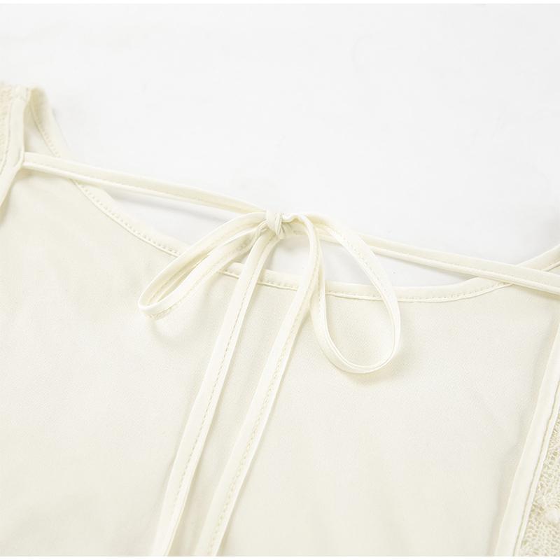 Elegant Backless Slim Dress Women Lace Up Round Neck Long Sleeved Dresses Summer High Waist Fashion Pullover Mini Short Dress