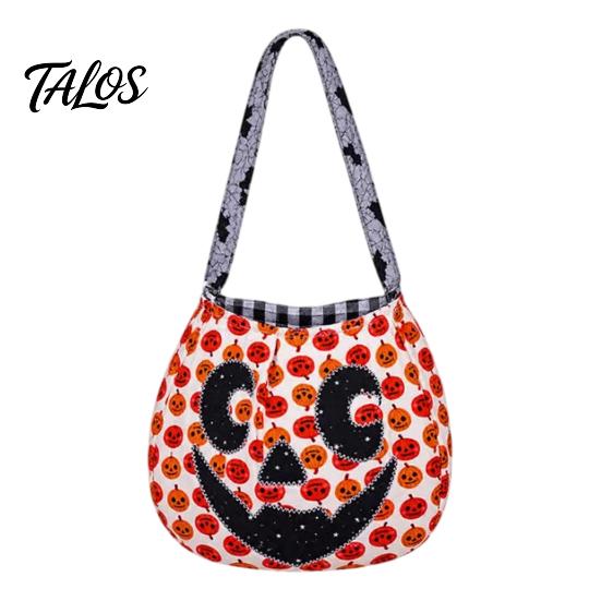 Kids Pumpkin Goodie Bags Halloween Trick‑or‑Treat Tote Bag, Ghost Face Candy Handbag, Party Favor Holders Reusable Bag for Costume Accessory