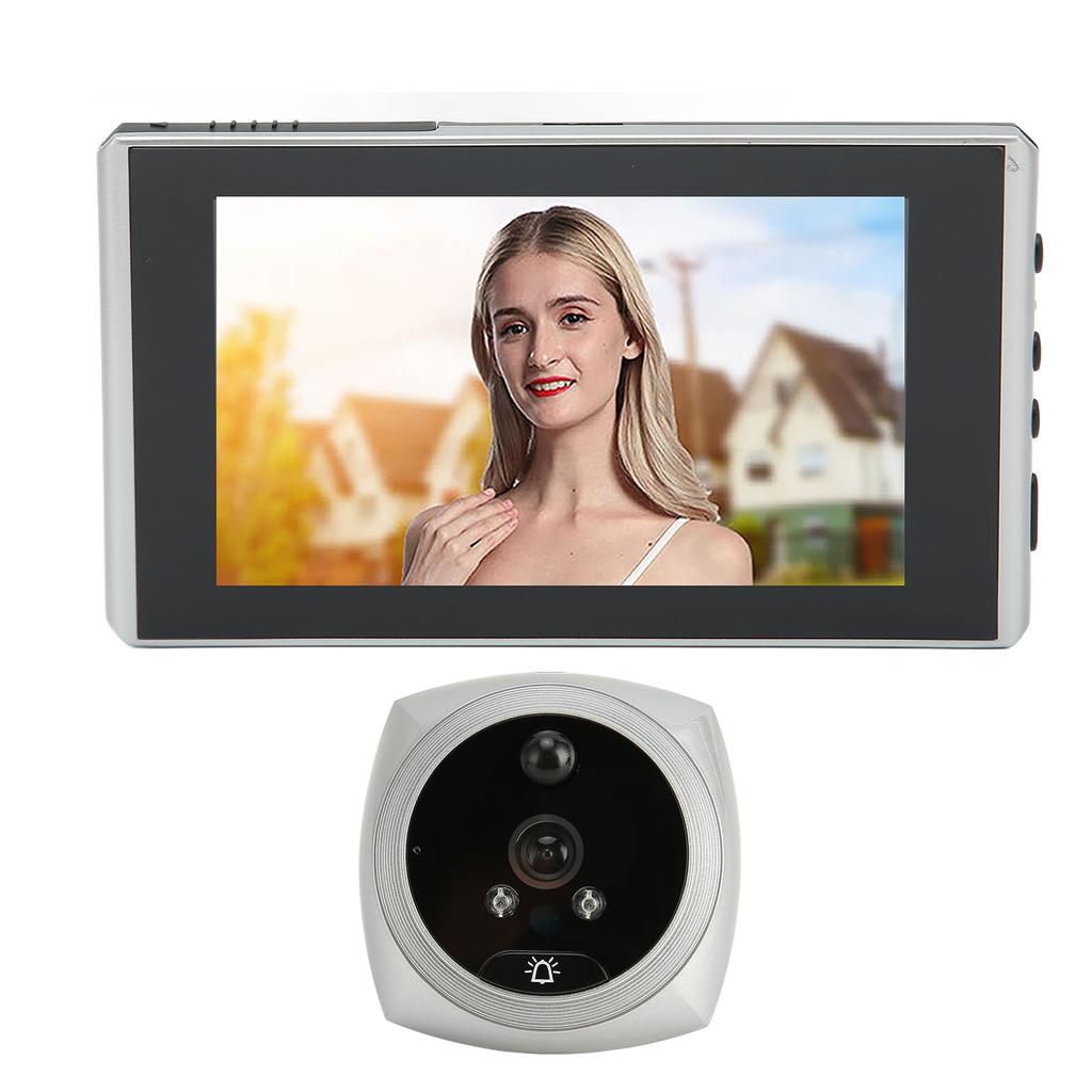 Digital Door Viewer Peephole 1080P Color Night Vision Human Body Detection 4.5 Inch Screen Smart Digital Doorbell Silver