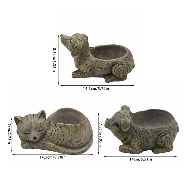 Decorative Succulent Pots Adorable Animal Themed Resin Planter for Indoor Bonsais and Cactus Balcony Air Plant Holder