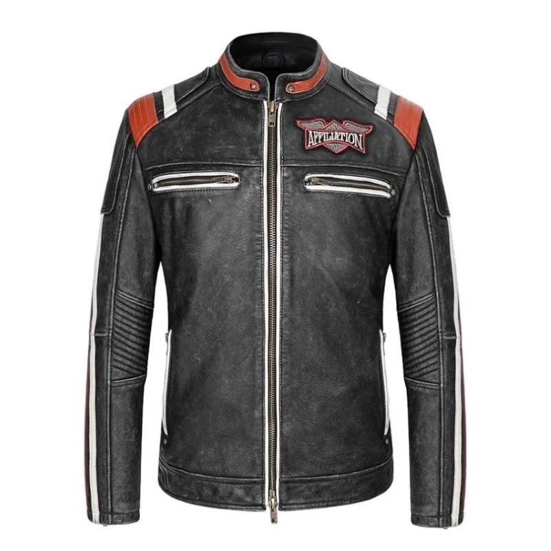 

Классическая кожаная куртка Motor Rider. Винтажное серое вышитое пальто из коровьей кожи. Большой размер, натуральная кожа, крутой мужской XXXXL 185cm 90kgs