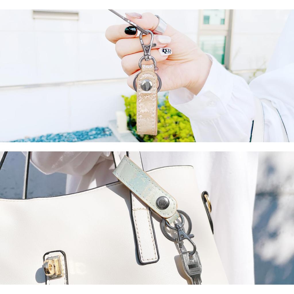 Trend SSS Genuine Leather Key Ring for Women, Key Holder, Bag Charm, Genuine Leather Key Ring with Snap Buttons, Belt closure, Made in Italy, Painted