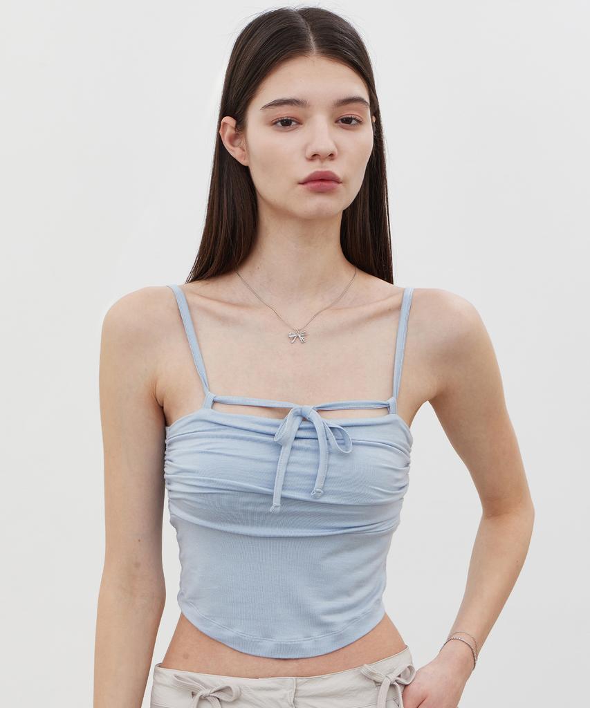 ITOV SEOUL Ribbon Shirred Bustier Top Bl