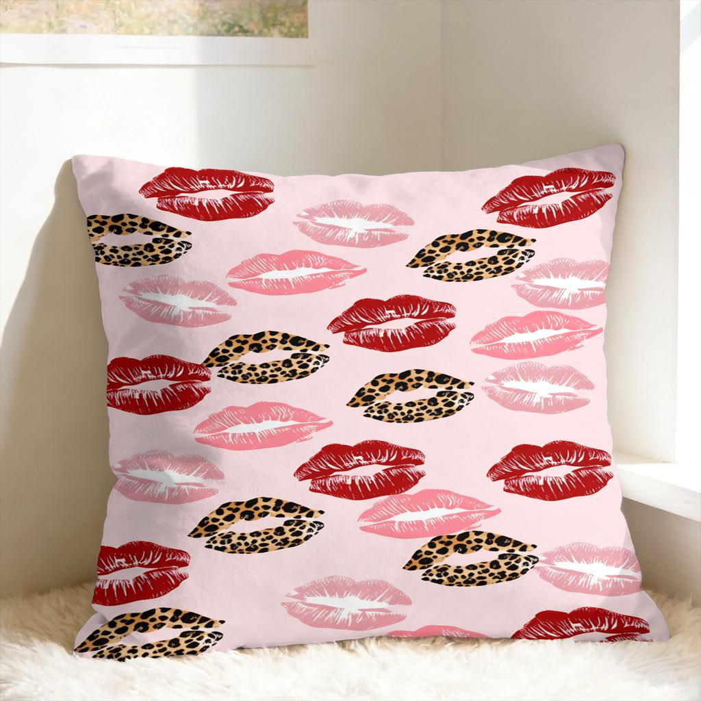 Leopard & Card Print Pillow Case  Comfy Pillow Cover Kawaii Pillowcases For Sofa Couch Bed Living Room