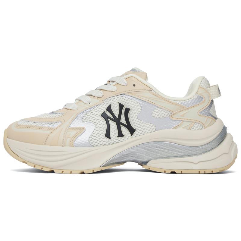 MLB Curve Runner Abrasion Resistant Low Top Running Shoes Unisex Beige Yellow Sneakers 3ARNSPL4N-50BGS 40.5