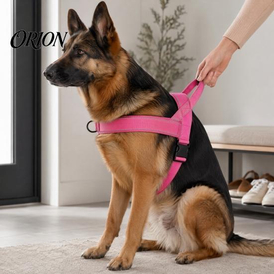 Easy On Off Dog Harness No-Pull with Handle, Adjustable Reflective Harness, Heavy-Duty No-fuss Padded Nylon for Medium Large Dogs Walking Training