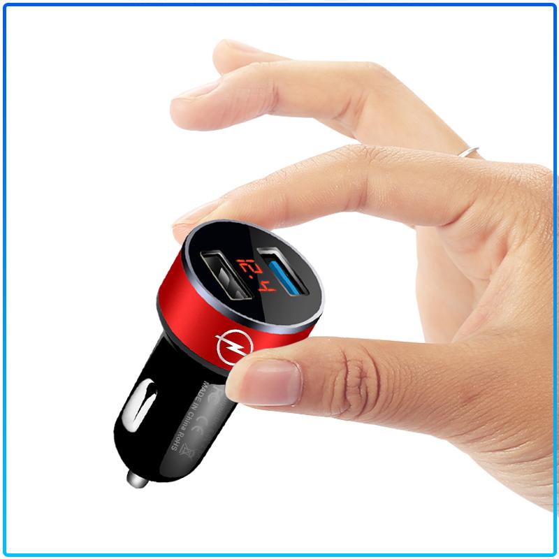 Car Charger 2 USB Ports Fast Charging Digital Display Car Accessories For Opel Astra H G Corsa Insignia Astra Antara Meriva Zafira Interior