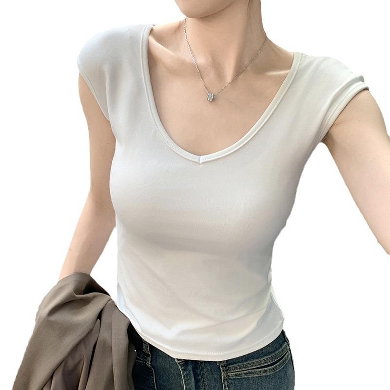 Stilvolle Weste Eleganz Mode Lässig H109 Liebe Kragen T-Shirt Damen Sommer Weiß Slim Dünn Einfarbig Vielseitig Ärmellos Unterhemd Unterteile