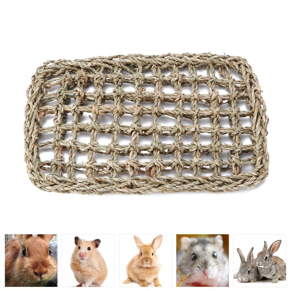 Rabbit Activity Mat Woven Seagrass Protector Chew Toy Mat for Bunny Chinchilla Hamsters