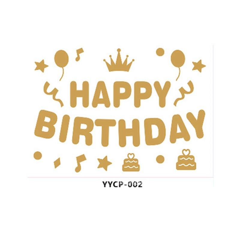 Large size Bronzing Letters Happy Birthday Sticker Bobo Ball Transparent Balloon Sticker