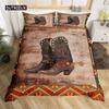 Exotic Farmhouse Western Cowboy Duvet Cover Set Twin King  Floral Bedding Set Cowhide Patchwork Comforter Cover Bedroom Decor