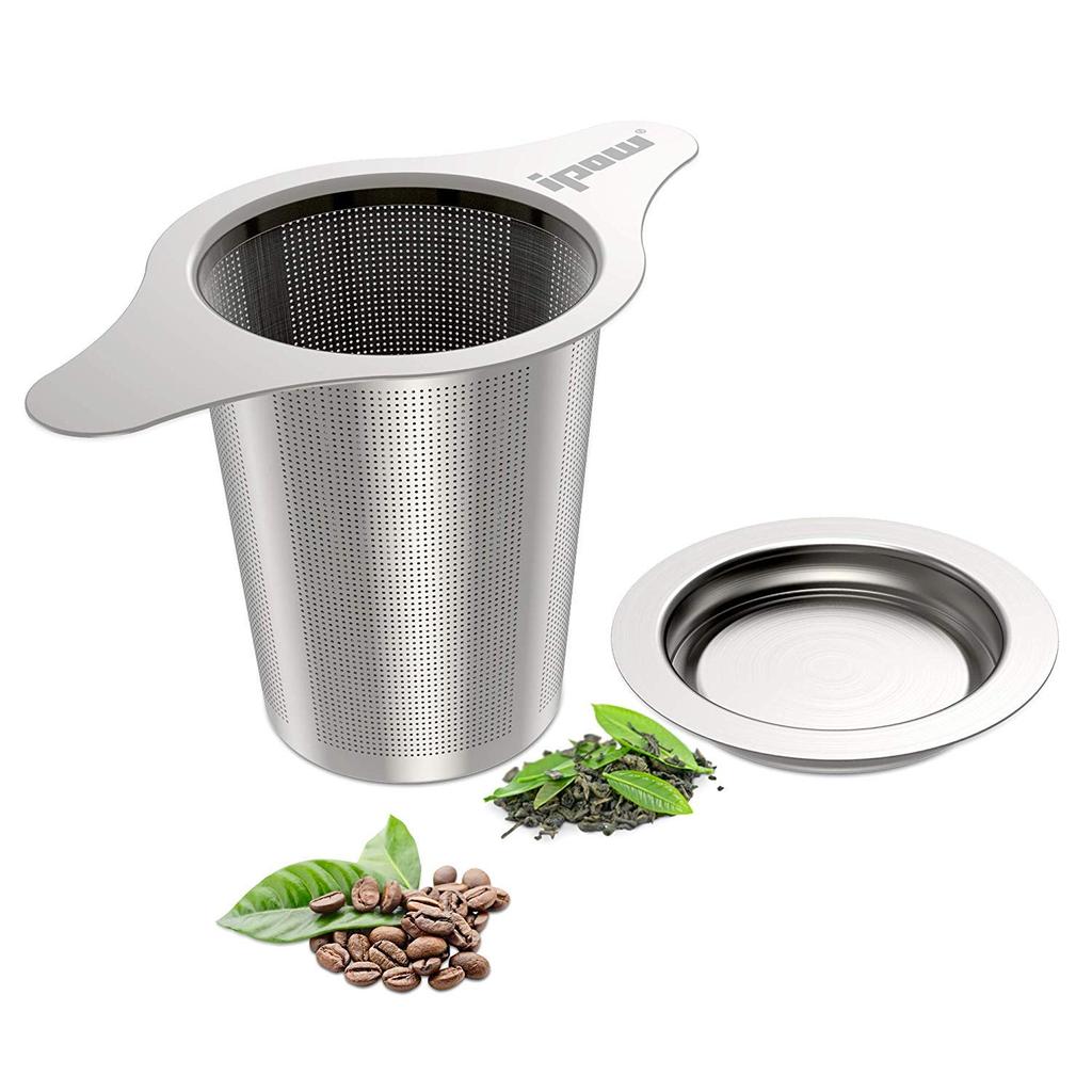 IPOW Tea Stainless Steel for and Pots Strainer/Coffee Filter, Double-Layer Mesh, Double-Walled Filter, Deep, Mugs, Cups,