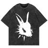 Neues Baumwoll Vintage Gewaschenes YK Lustiges Rauchendes Kaninchen T-Shirt Mode Männer Retro Cool Kaninchen Meme Locker Säurewäsche T-Shirt