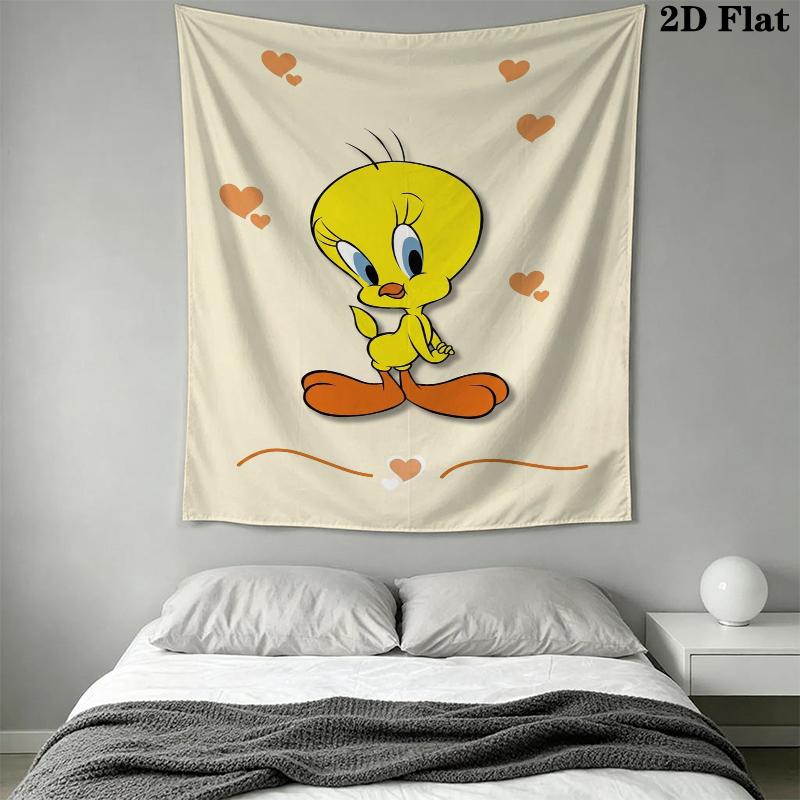 Tweety Bird Wall Tapestry Aesthetic Wall Hanging Printed Fabric Blanket Decorative Tapestries for Bedroom Living Room Home Decor