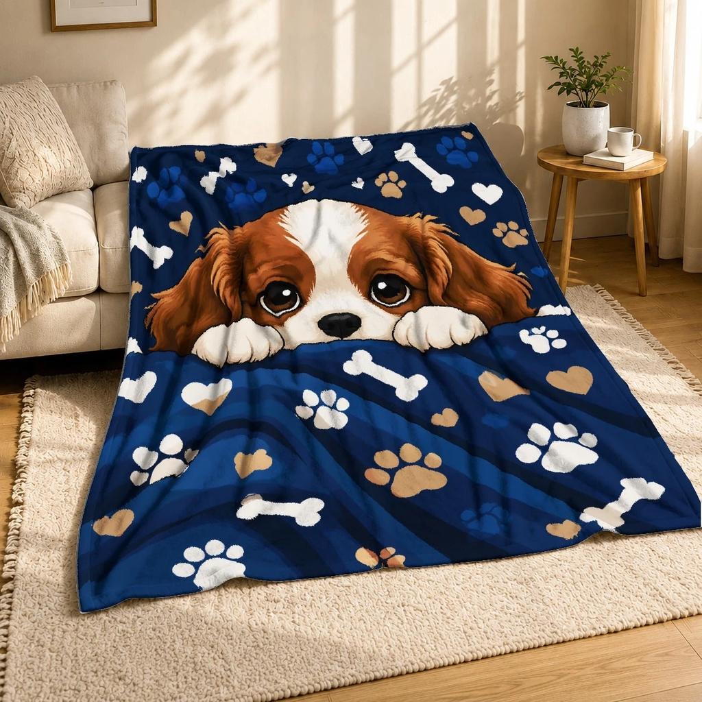 Puppy Peeking Over Coral Fleece Blanket 2