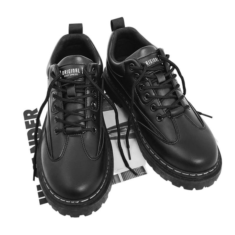 Labor insurance summer chef spring and autumn casual leather shoes black height-increasing tide shoes