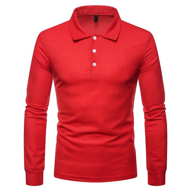 Autumn/Winter 2021 Men's Slim Fit Long Sleeve Polo with Color Turn-Down Collar