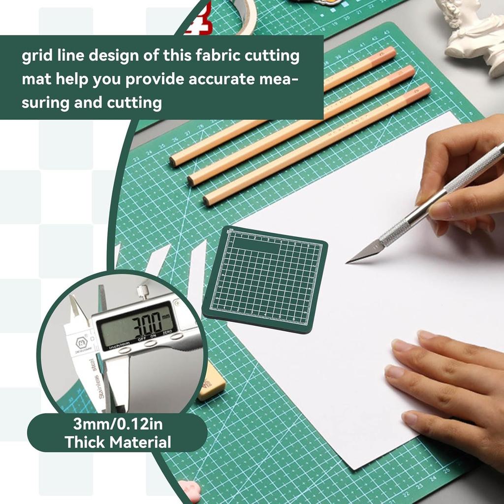 2pcs Mini Cutting Pad, Self Healing Craft Mat Small Sewing Cutting Mat Rotary Fabric Mat Non Slip 8x8cm Mini Cut Board for Scrapbooking Quilting