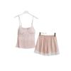 2025 Summer Pure Desire Satin Pajamas Set: Women's Spaghetti Strap Top with Chest Pads and Shorts.