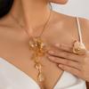 Niche Sweet And Cool Ginkgo Biloba Leaf Fringed Necklace Female Design Sense Diamond Three-Dimensional Flower Necklace Choker