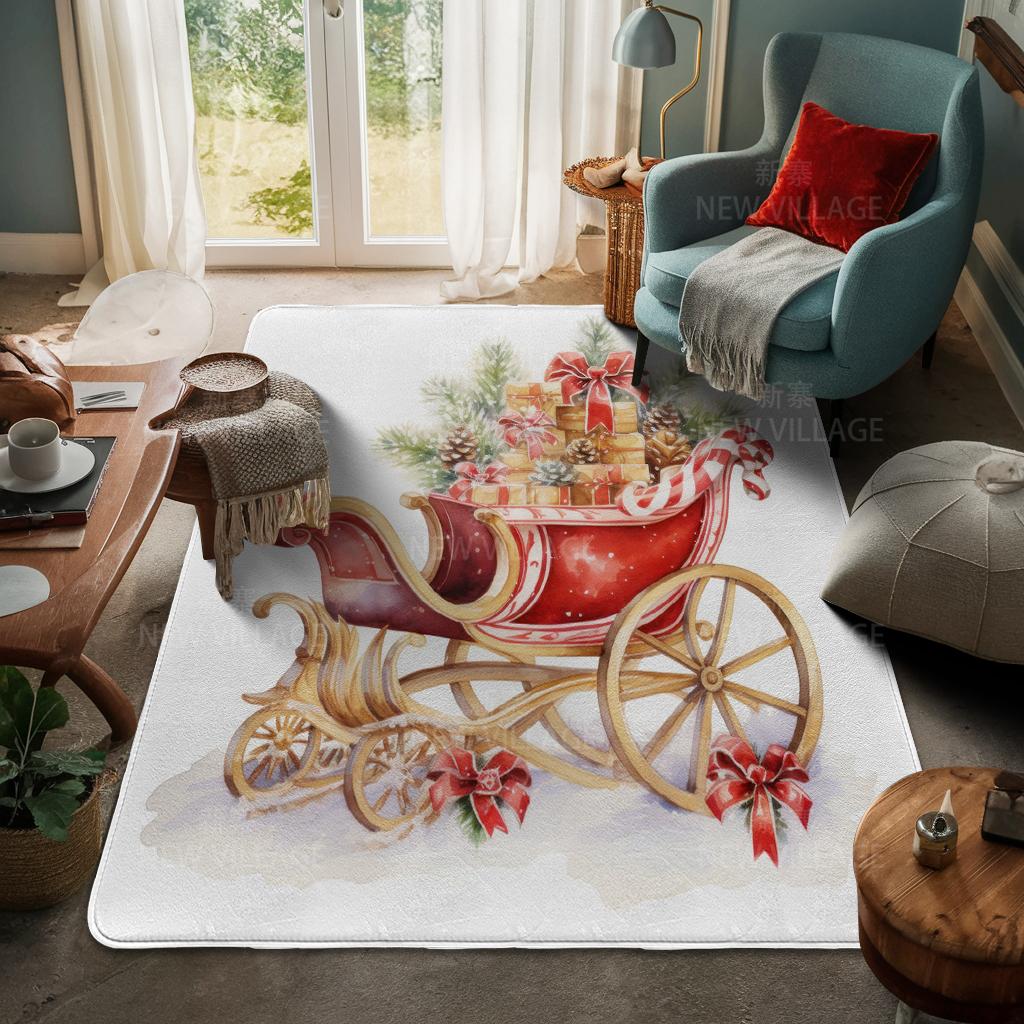 House Entrance Carpet Home Door Mat Living Room Bath Foot Bathroom Non-slip Water Absorption Rugs Bath Merry Christmas Winter