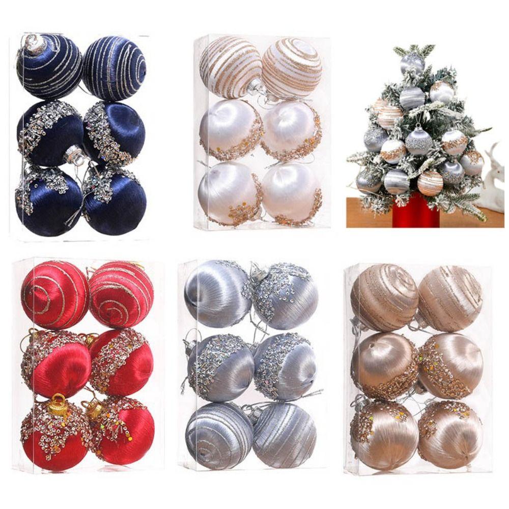 6Pcs/Box Electroplated Painted Ball Christmas Tree Ornament DIY Crafts Painted Plastic Christmas Gifts Boxes Pendant Pendant